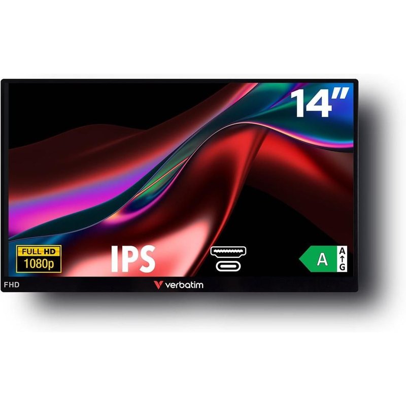 Verbatim PM-14 - Écran LED - 14" - portable - 1920 x 1080 Full HD (1080p) - IPS - 1000:1 - HDMI, 2xUSB-C - haut-parleurs