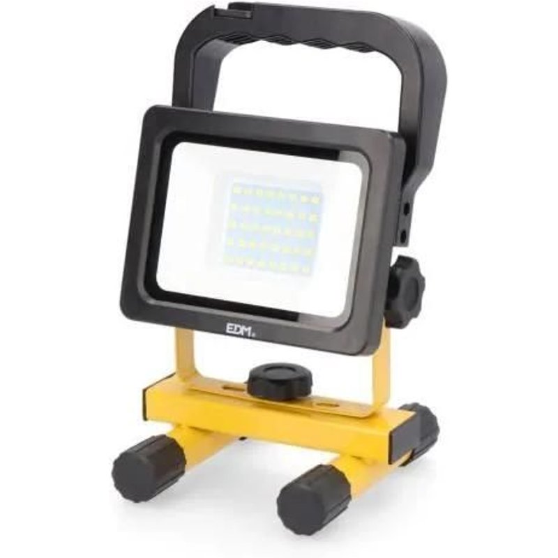 Projecteur Led Rechargeable 20w 2000lm 6500k Edm - GENERIQUE - Extérieur - Jaune - Acier
