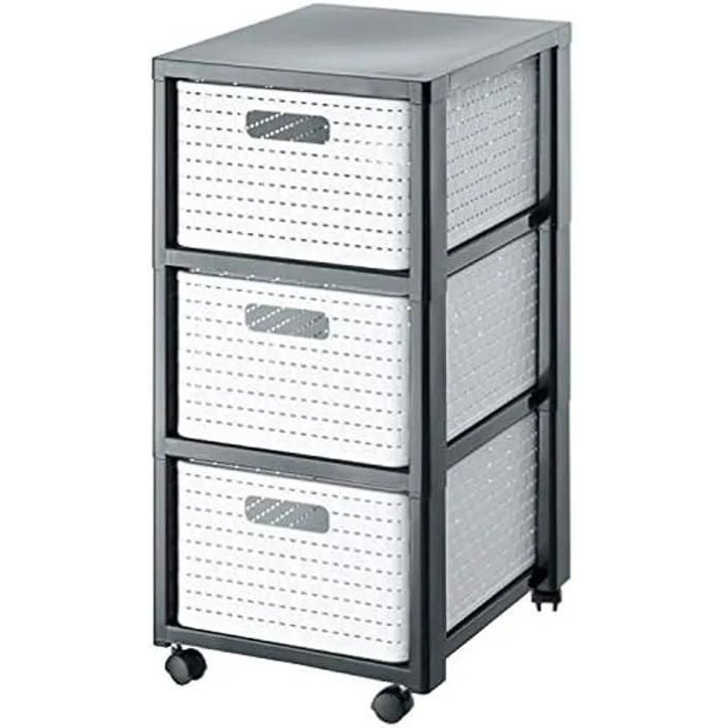 Conteneur Roulant - Rotho - Country - 3 Tiroirs - Plastique Sans Bpa - Blanc