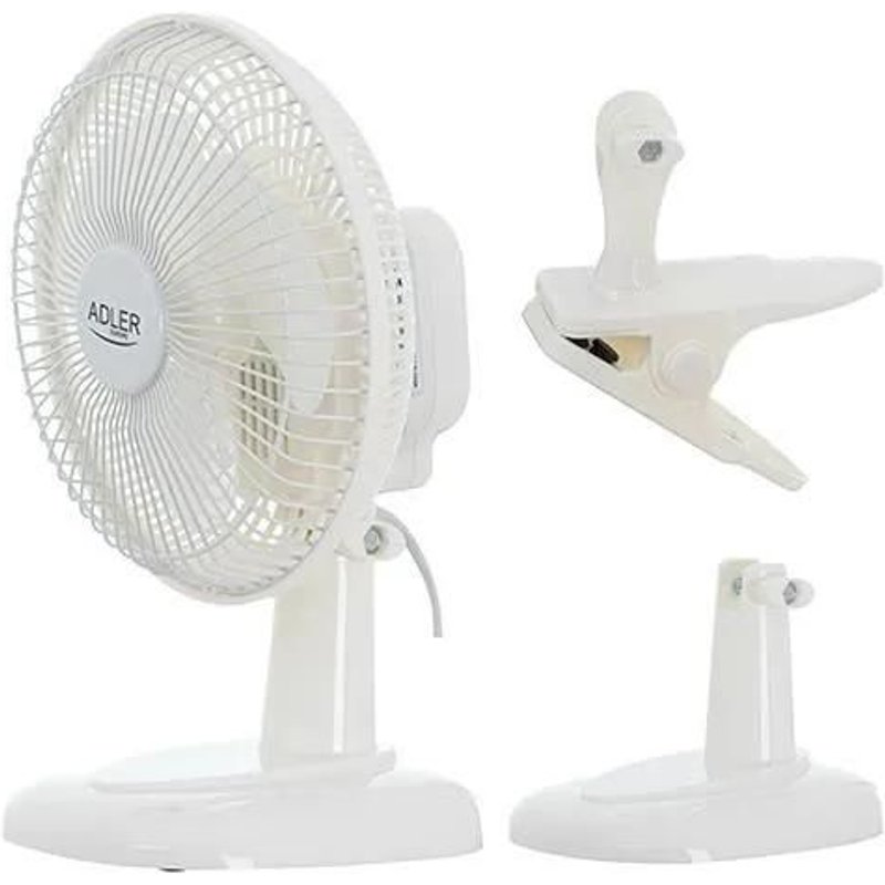 Ventilateur - Blanc - 15 cm - 2 vitesses - Clip et base - Débit d'air 7 m3/min