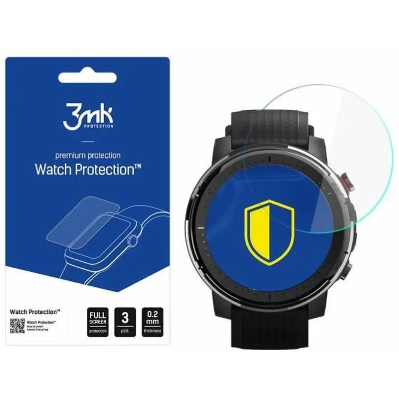 Lot de 3 protections pour écran montre 3MK Xiaomi Amazfit Stratos 3 - transparent - TU
