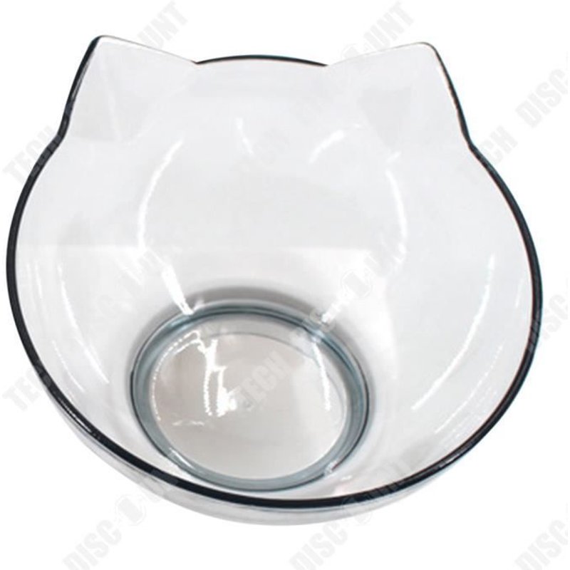 Td® Bol Pour Chat Bouche Oblique Eau Potable Ustensiles Pour Aliments Pour Animaux De Compagnie Bol Transparent Sans Base