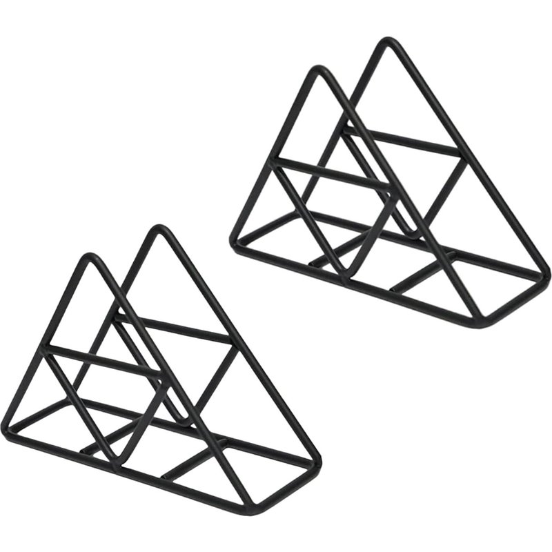 KALANKA-Lot de 2 porte-serviettes en fer, porte-serviettes en métal noir, porte-serviettes triangulaires, porte-serviettes en papier pour tables de cuisine, tables à manger, tables de pique-nique