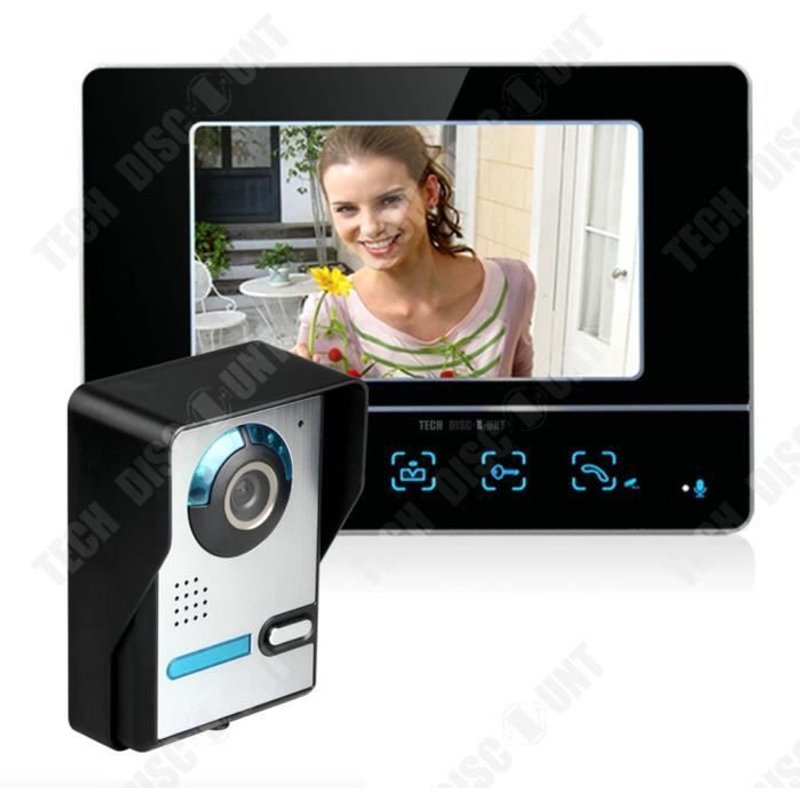 TD® Interphone visuel pour sonnette Écran de sept pouces Vision nocturne infrarouge Haute sensibilité Interphone mains libres