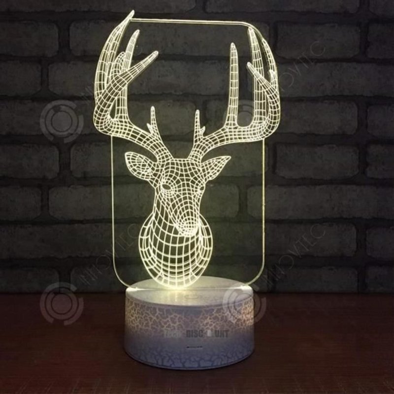 Inn® Veilleuse De Bureau 3d Commande Tactile Look D'élan Dégradé De Couleurs Lumière D'illusion