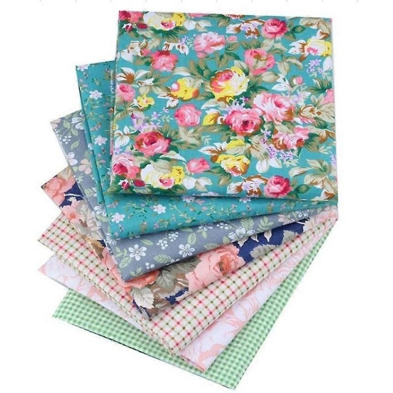 7pcs Tissu De Coton Floral Bricolage À La Main¿ ; Fait Artisanat Couture Couture Impression Rose Motif 50x40cm