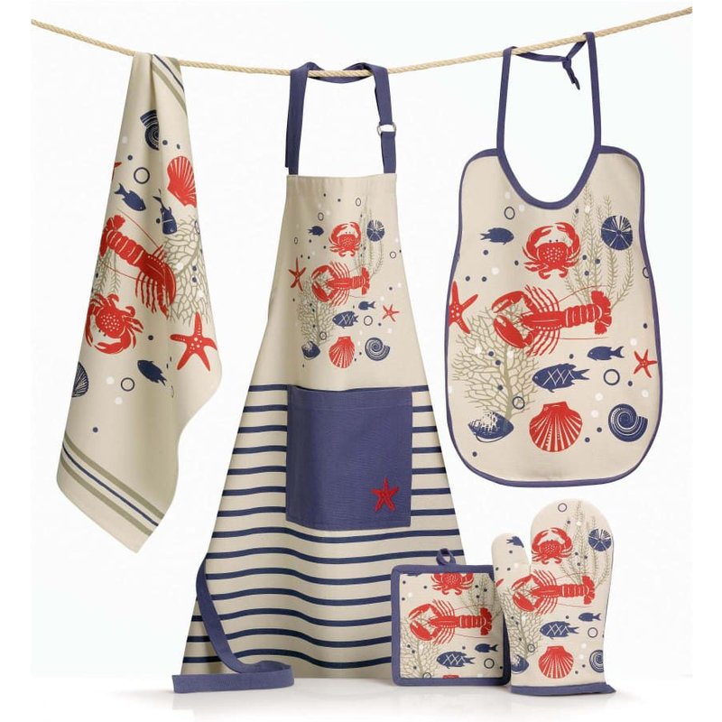 Bavoir Crustacés En Coton Ficelle 40 X 55