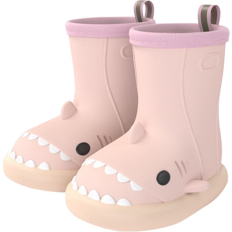 Enfants Toddler Rain Boots Cartoon Shark Easy On Baby Rain Shoes Bottes Imperméables Pour Garçons Filles (Rose, 7 Toddler)