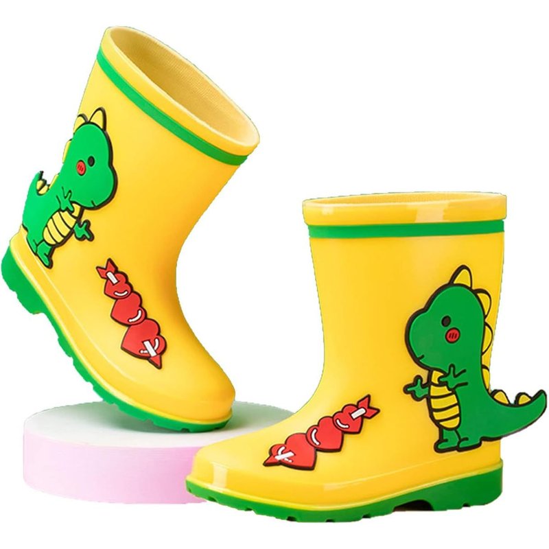 Bottes De Pluie Pour Enfants Garçons Et Filles Chaussures D'eau Dessin Animé Bottes De Pluie Petit Dinosaure (Jaune, 10 Tout-Petits)