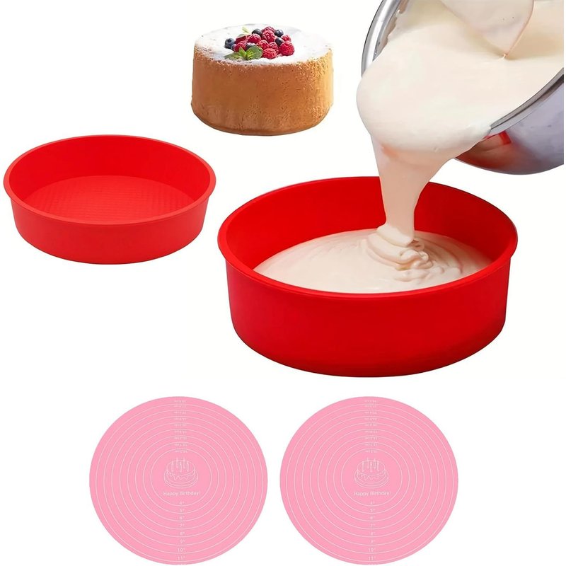 Kalanka-Lot De 2 Moules Ronds En Silicone - 25 Cm - Réutilisables - Pour Gâteaux Superposés, Gâteaux Au Fromage, Gâteaux Arc-En-Ciel Et Friteuses À Air Chaud