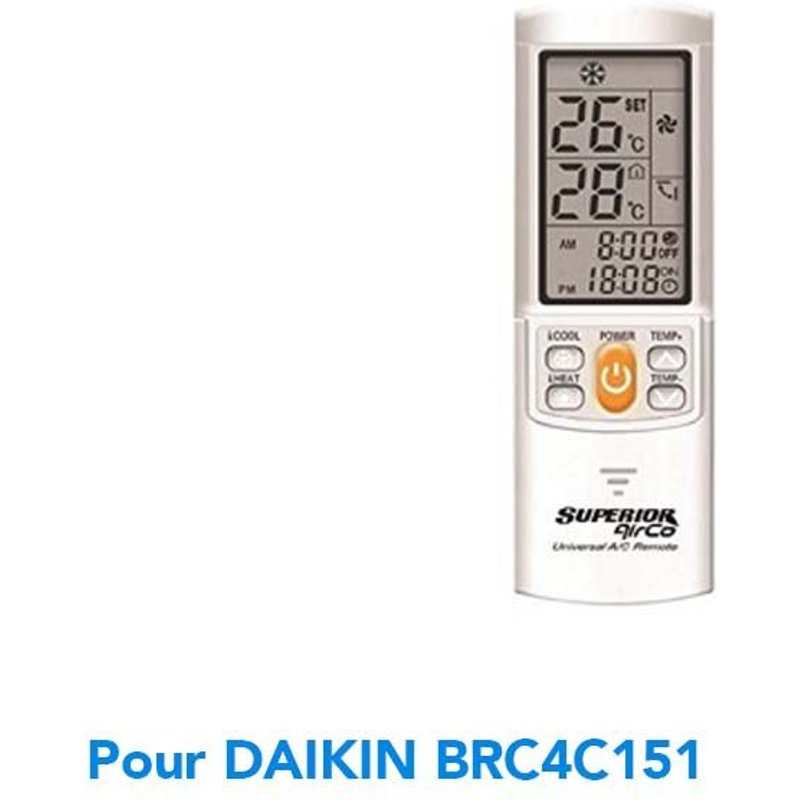 Télécommande de remplacement climatisation pour Pour DAIKIN BRC4C151