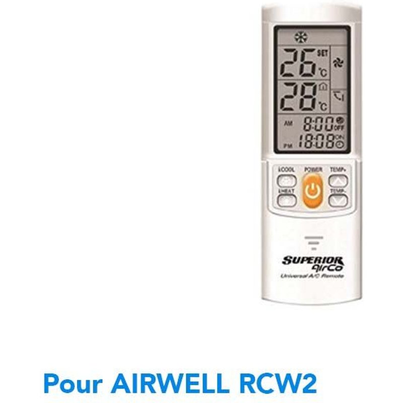 Télécommande de remplacement climatisation pour Pour AIRWELL RCW2