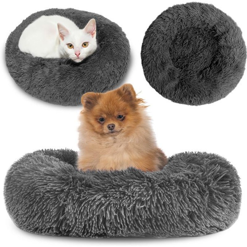 Lit Pour Chien Petits Chiens Ou Lit Pour Chat Moelleux 60 Cm - Coussin Pour Chien Rond Panier Chat Gris Foncé