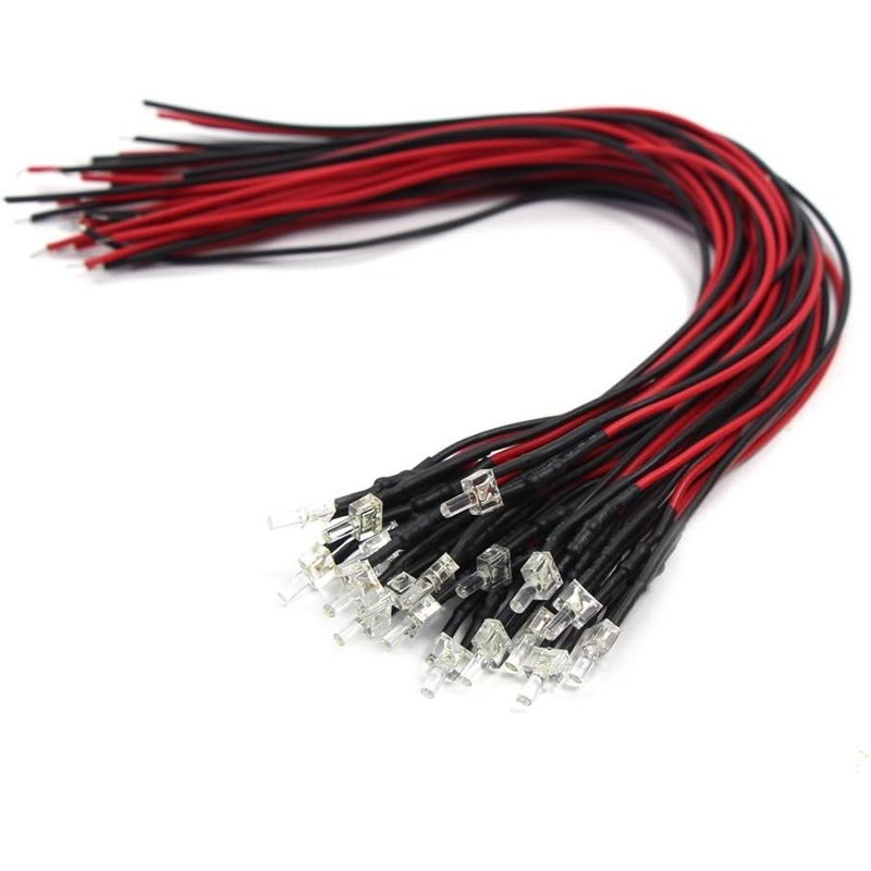 Kalanka-Lot De 20 Diodes Led Pré-Câblées De 2 Mm - Blanc - Éclairage Avec Câble - 20 Cm - 12-18 V