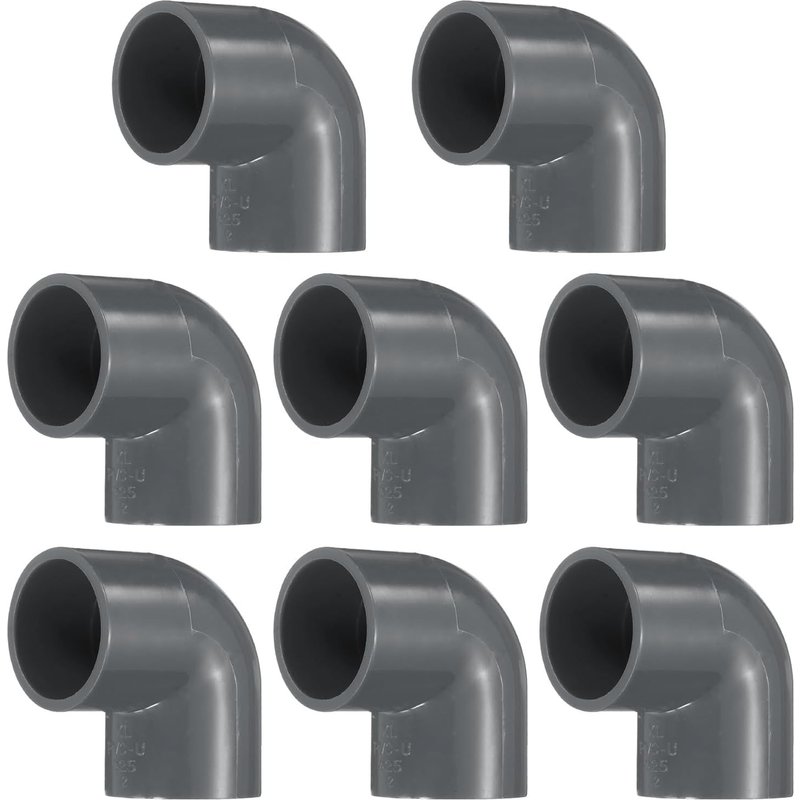 KALANKA-8pcs Coude À 90 Degrés Raccord De Tuyau 3/4"" 2 Voies PVC Qualité Meuble Connecteur D'angle Sortie Latérale Pour Égout Plomberie Tuyau De Drainage Alimentation en Eau, Gris