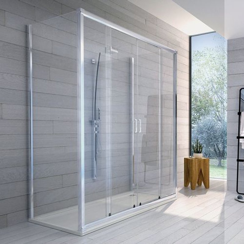 1 X CABINE DE DOUCHE-BAIN EN CRISTAL. CABINES DE DOUCHE EN VERRE. ENTRER 126-130 cm / Ouverture 55 cm