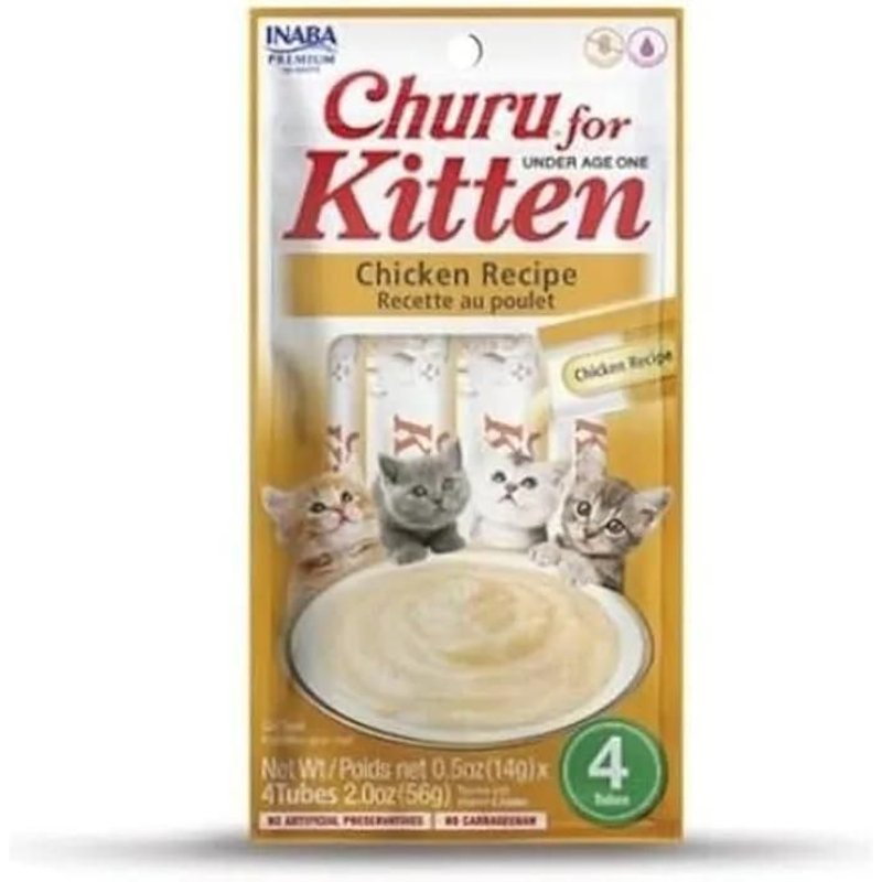 Churu Lot De 4 Friandises Saines Pour Chatons De Moins De 12 Mois, Poulet (4 Pièces X 14 G)