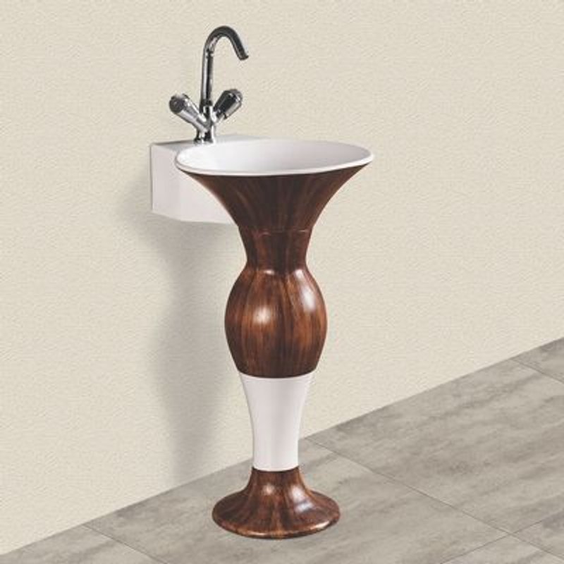 1 X LAVABO. ÉVIERS ET ACCESSOIRES EN CÉRAMIQUE 52 x 45 cm + demi-colonne