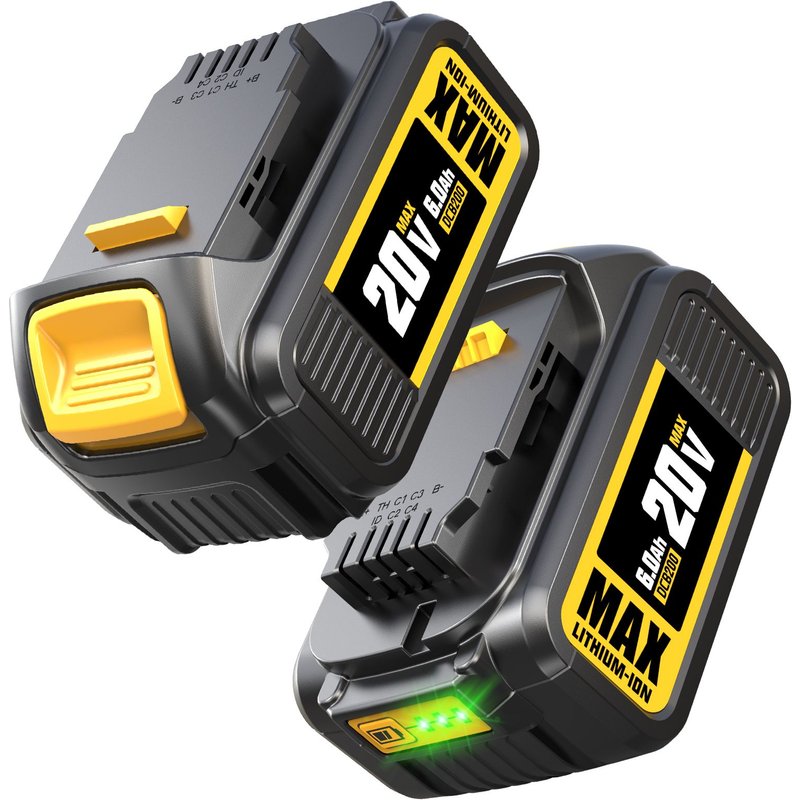 Lot de 2 Batteries DCB200 20V 6.0Ah Li-Ion compatible avec les outils sans fil Dewalt