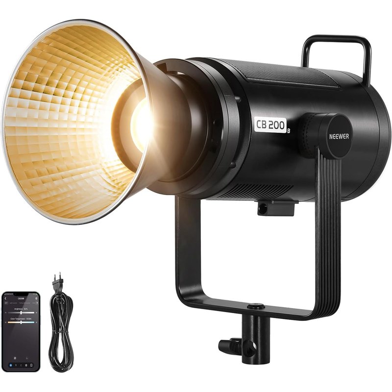 NEEWER CB200B 210W COB Video Light avec 2.4G/Application contrôle à Distance, Bicolore Éclairage Continue LED, Monture Bowens Lumiere Photo Studio