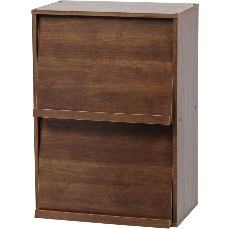 Iris Ohyama, Module Furniture Chr-2 Meuble De Rangement 2 Niches À Porte Rabattable En Bois Mdf, Engineered Wood, Chêne Brun