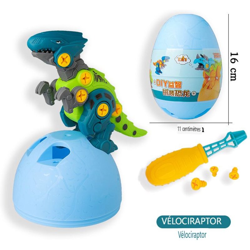 Assemblage De Variété, Dinosaure, Oeuf, Jouets, Démontage Et Assemblage, Tyrannosaurus Rex, Vélociraptor, Bricolage, Les Enfants Peuvent Assembler Des Blocs De Construction À Vis-Vélociraptor