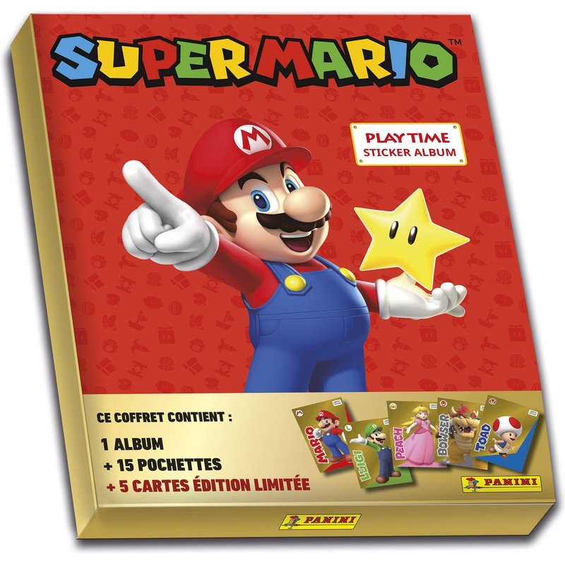 Stickers Super Mario Stickers Gold Coffret (Album + 15 Poch + 5 Cartes El Gold)