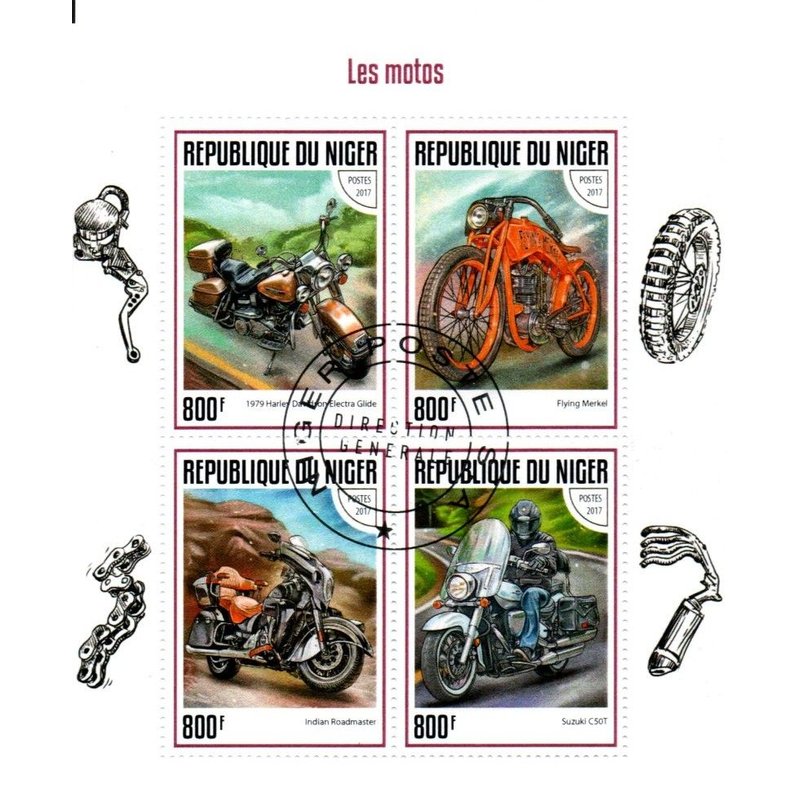 Lot Timbres Thematique " Moto 8