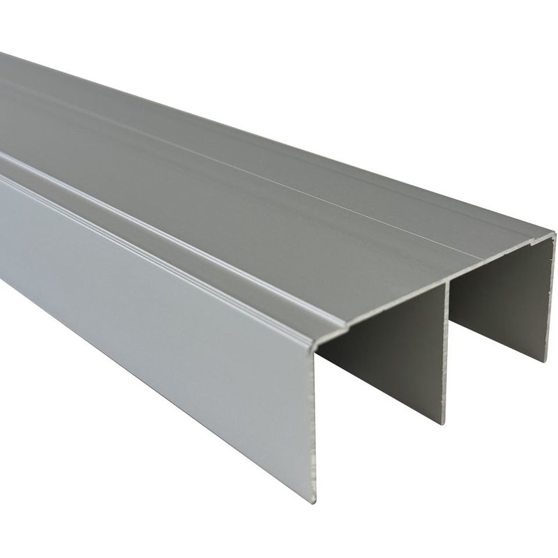 HOMEWELL - Rail haut aluminium pour placard coulissant - Lg 2m (2000 x 85 x 40 mm, Anodisé argent)