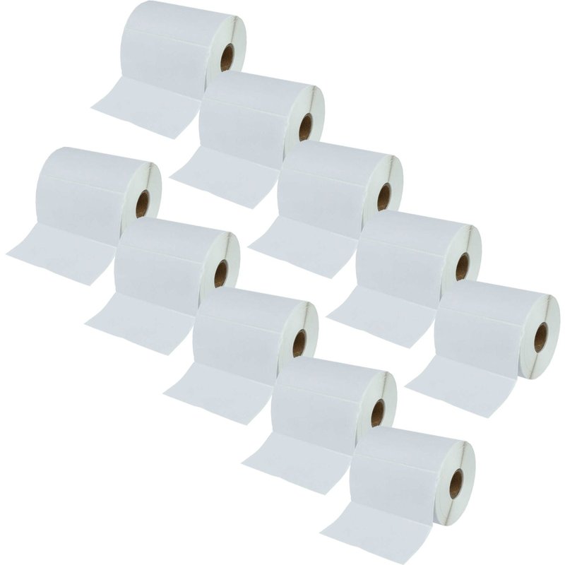 vhbw 10x Rouleau d'étiquettes à transfert thermique 50,8mm x 101,6mm (750 étiquettes) compatible avec Zebra LP2844, S4M étiqueteuse blanc