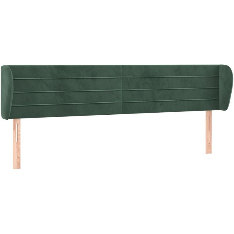 Vidaxl Tête De Lit Avec Oreilles Vert Foncé 183x23x78/88 Cm Velours