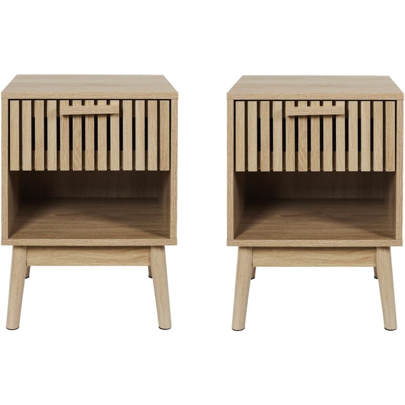 Lot De 2 Tables De Chevet 1 Tiroir Saulk En Bois - Marron