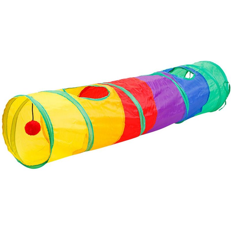 Hjlian Tunnel Arc-En-Ciel Pliable En Polyester Pour Chat, Jouet Toutes Saisons Avec Trous D'observation. Jouez Heureux.