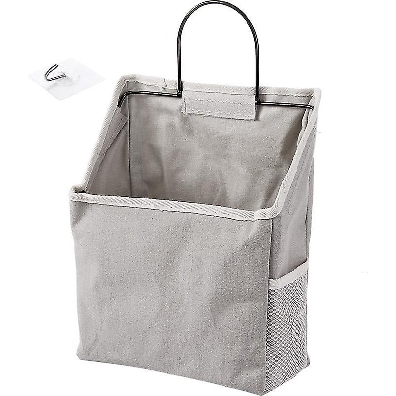 Sacs De Rangement Muraux Pliables En Lin - Avec 2 Crochets Transparents