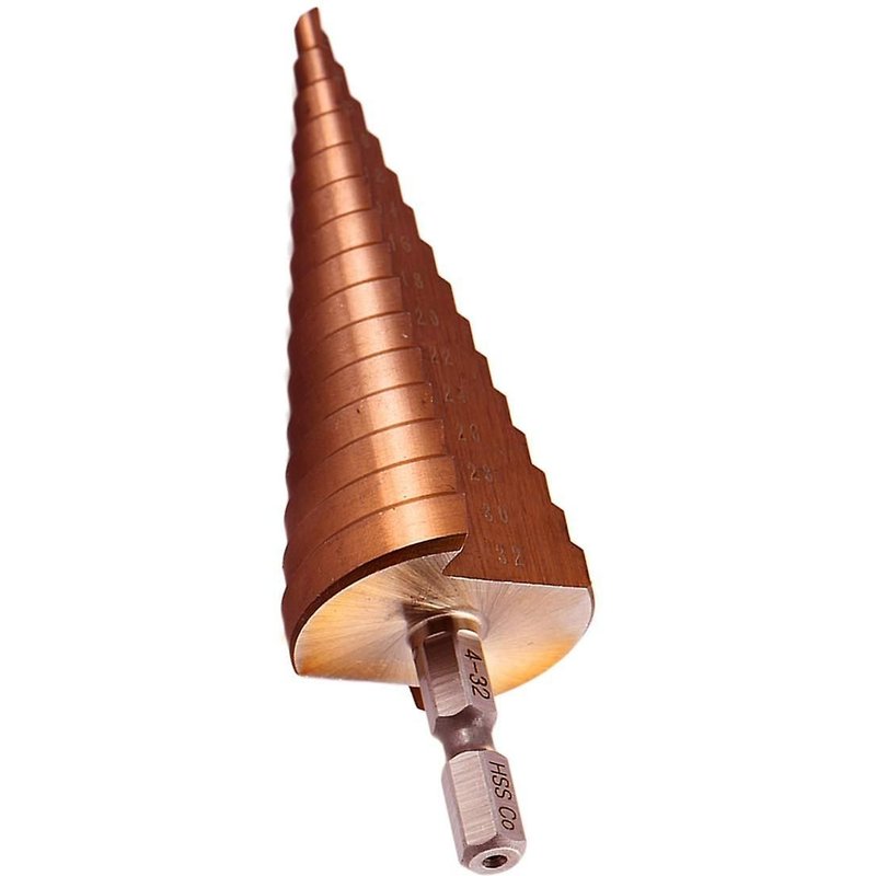 Forets étagés en cobalt de 4 à 32 mm, forets droits à queue hexagonale, pour perçage de plaques en acier inoxydable trempé