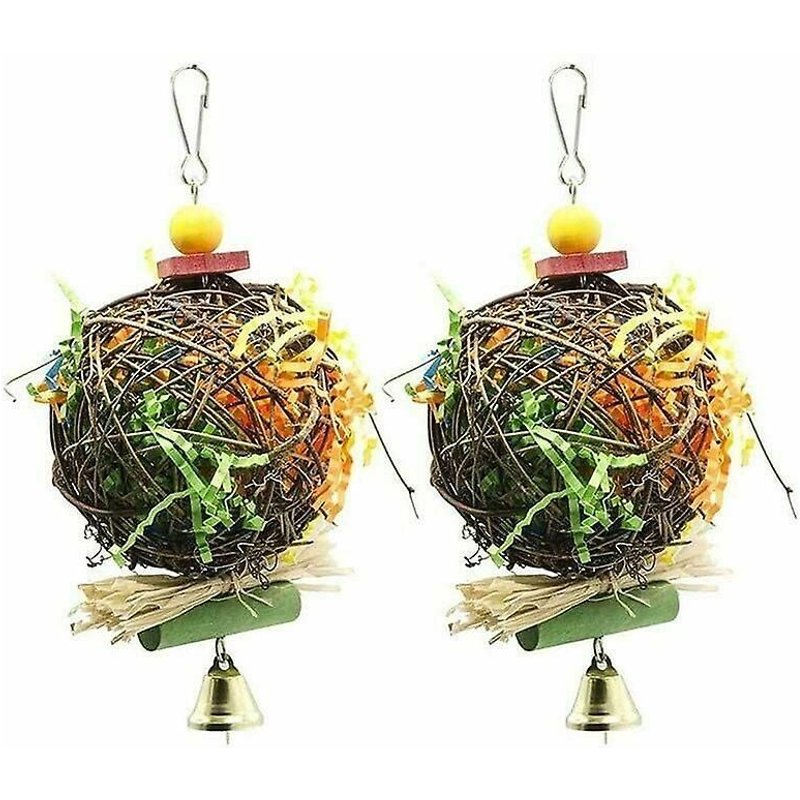 Jouet Pour Oiseaux Takraw, Jouet Pour Perroquet, Herbe Brossée, Fournitures Pour Oiseaux, Jouets À Ronger Pour Perroquets, 2 Pièces, 10 X 10 Cm