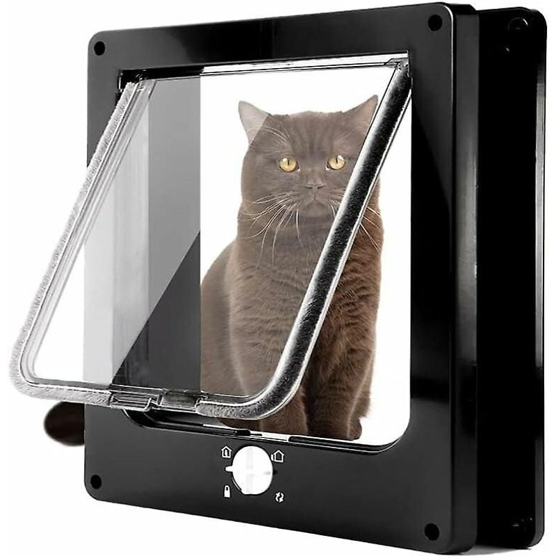 Chatière Magnétique 4 Voies, Installation Facile Pour Tous Les Animaux, Porte Coulissante Manuelle Pour Animaux Sur Mur/Bois/Porte En Pvc (Noir, Taille Moyenne)