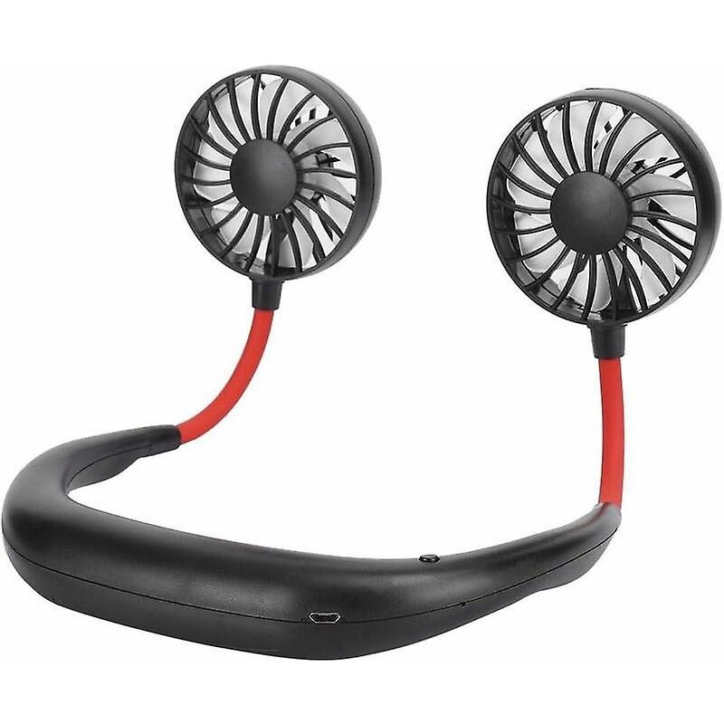 Ventilateur de cou portable suspendu, ventilateur personnel mains libres, ventilateur portable rechargeable USB Ă 3 vitesses, mini ventilateur de cou (noir)