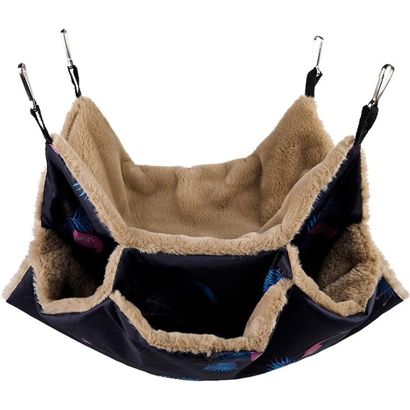 Petit Hamac Suspendu À Trois Niveaux Pour Animaux De Compagnie, Accessoires De Cage Chauffants, Literie, Articles Cachés Pour Perroquet, Écureuil, Furet, Hamster, Bleu Marine