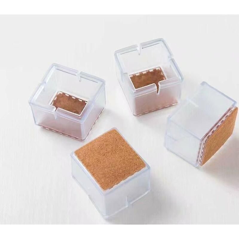 Lot De 4 Protections De Sol En Silicone Pour Pieds De Chaise, Pieds De Table Carrés, Dossier En Feutre, Protection Transparente Pour Sol, 52 X