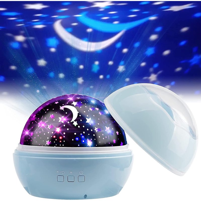 Veilleuse Pour Enfants, Projecteur D'étoiles Rotatif, 8 Modes De Couleur, Projecteur Pour Anniversaire De Bébé, Réveillon De Noël - Bleu