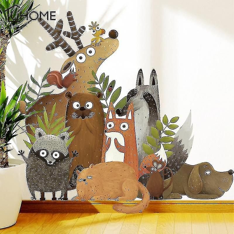 Autocollants Muraux Animaux De La Forêt, Élan, Renard, Lapin, Pour Chambre D'enfant