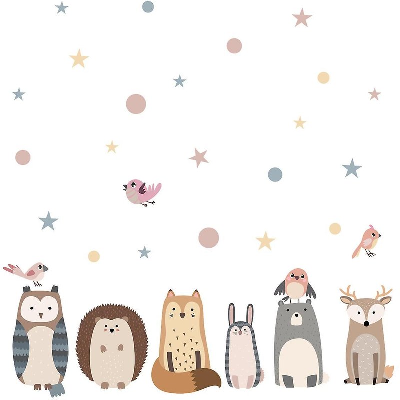 Un Ensemble D'autocollants Muraux - Décoration Murale Pour Chambre De Bébé - Autocollant Mural Pour Chambre D'enfant Autocollant Mural Animaux Étoiles Oiseaux