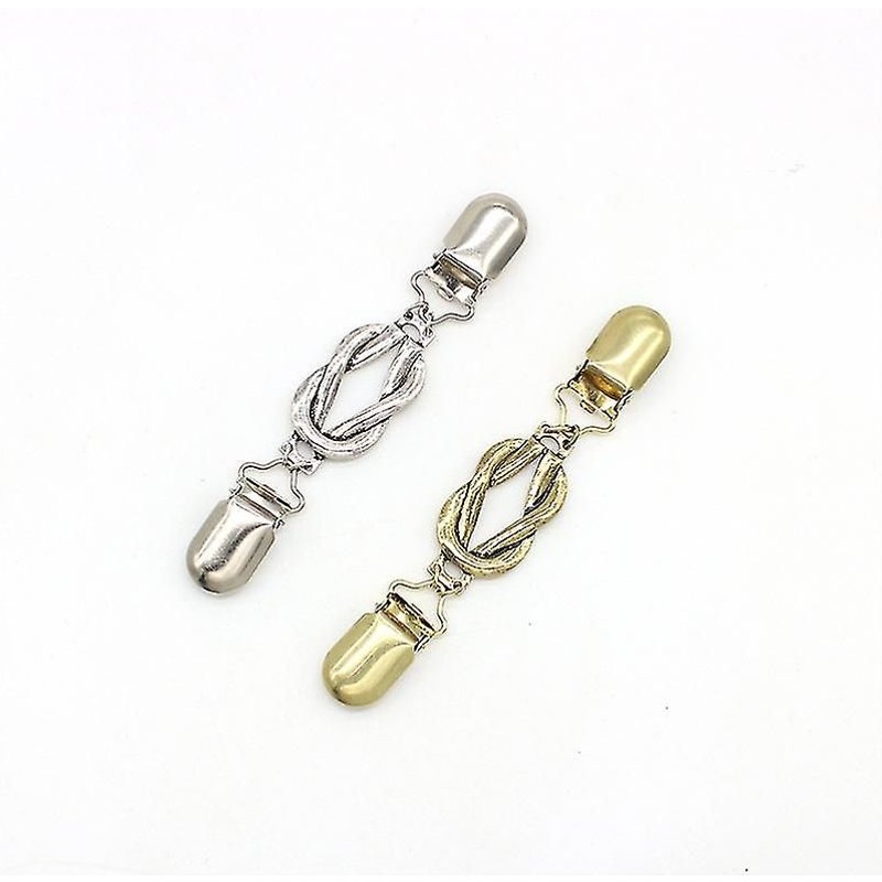 Lot de 2 broches rétro pour cardigan (argent et or)