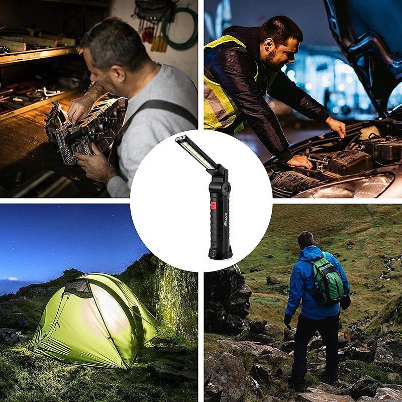 Lampe de travail LED ultra lumineuse, lampe d'inspection portative rechargeable par USB