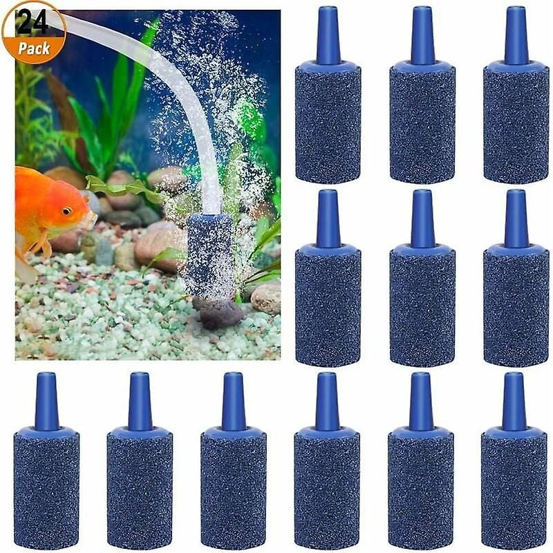 Pierre À Bulles Cylindrique Pour Aquarium Et Étang 2,5 X 1,5 Mm, 24 Pièces, Bleu
