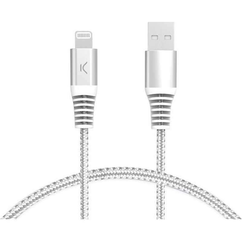 Ksix - Câble Lightning - USB mâle pour Lightning mâle - 2 m - blanc