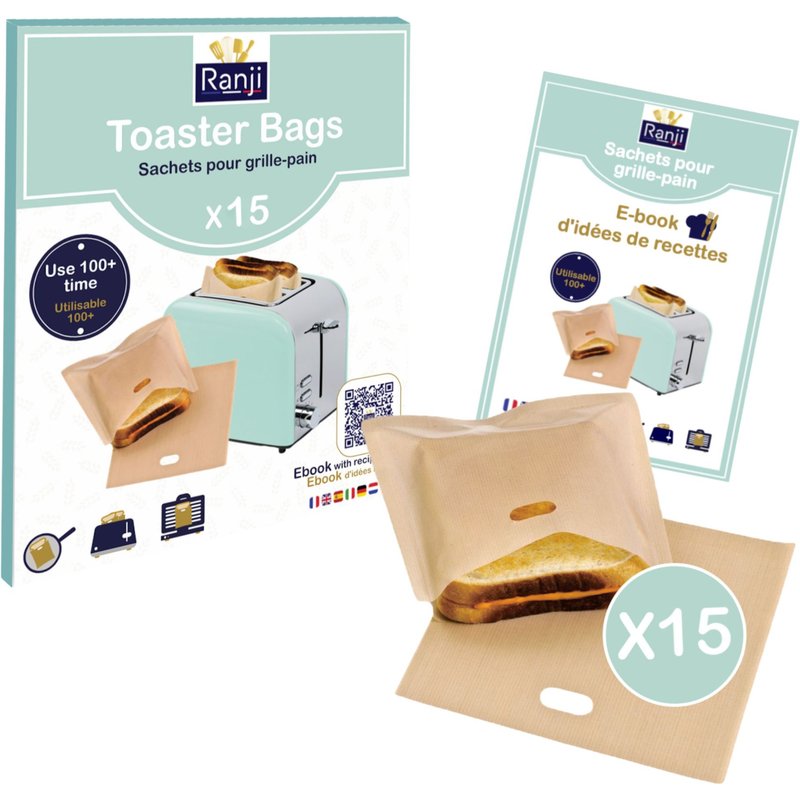 Ranji® 15x Sac À Grille Pain Réutilisables - Grille-Pain, Four, Machine À Panini - Réutilisable 100 Fois - Toaster Bag