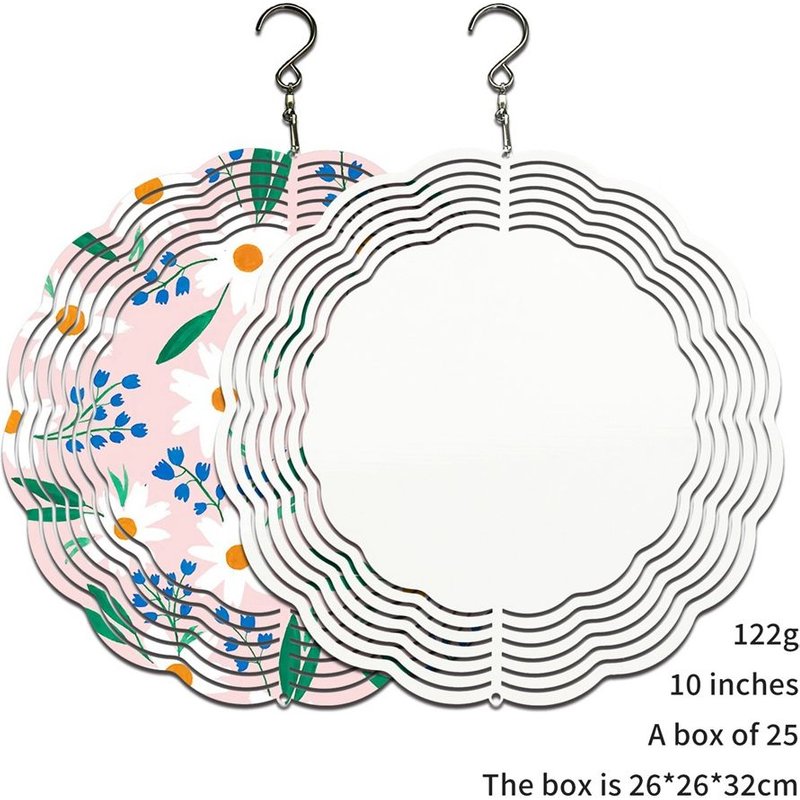 Lot De 2 Flans De Sublimation De 10 Pouces, Sculptures Cinétiques En Aluminium 3d Pour Jardin, Pelouse, Patio