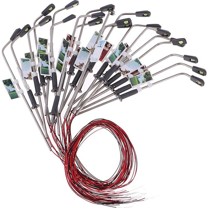 20 Pièces Mini Modèle De Train De Fer Lampadaire Lampadaire Led Blanc Chaud Ho Échelle 1:100 Jardin Paysage Lumière